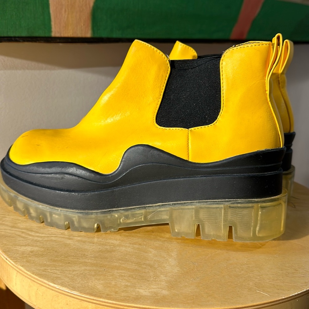 Bottega Veneta Style Tire Ankle Boots Faux Leather